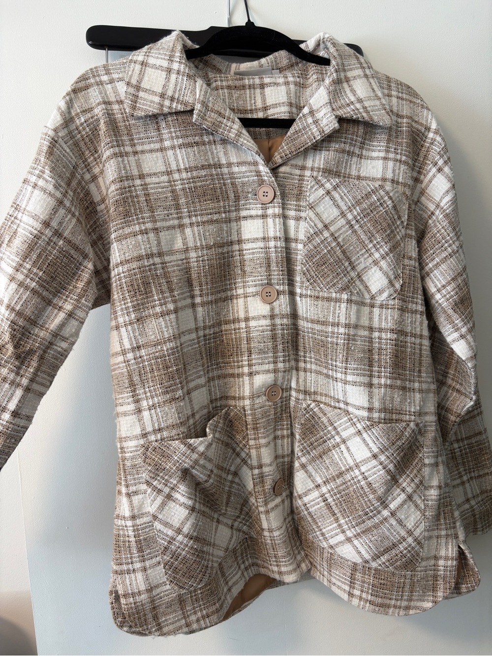 Minimum Plaid Jacket in Cream and Brown
